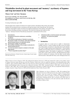 Metabolites involved in plant movement and `memory