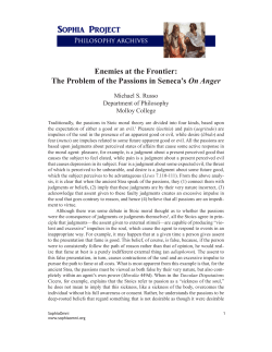 The Problem of the Passions in Seneca`s De Ira