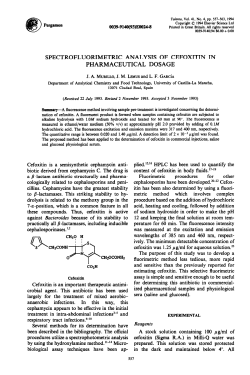 spectrofluorimetric analysis of cefoxitin in pharmaceutical dosage