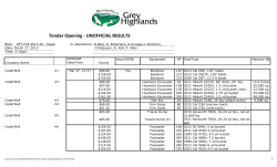 Tender Opening - UNOFFICIAL RESULTS