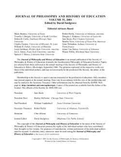 JOURNAL OF PHILOSOPHY AND HISTORY OF EDUCATION