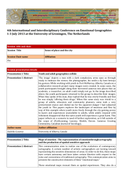 OPEN SESSION: Sense of place and the city