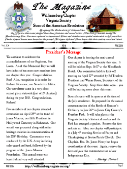 The Magazine - Williamsburg Chapter of the Virginia Society of the