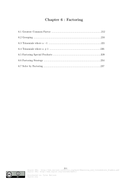 Chapter 6 : Factoring