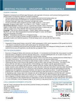 BRIEFING PACKAGE &ndash; SINGAPORE &ndash; THE ESSENTIALS