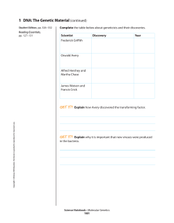 1 DNA: The Genetic Material (continued)