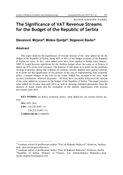 The Significance of VAT Revenue Streams for the Budget of the