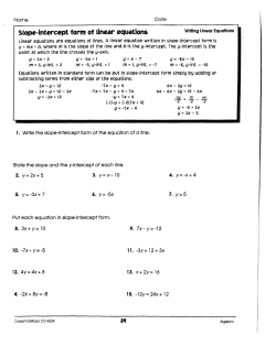 Slope-intercept form of linear equations