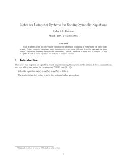 Notes on Computer Systems for Solving
