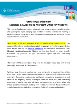 Dissertation Formatting Worksheet 2017 File