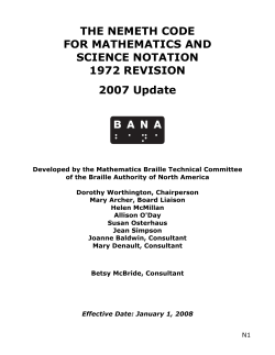 Nemeth Code 2007 Update - Braille Authority of North America