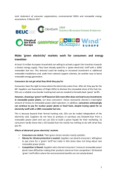 Make `green electricity` markets work for consumers and energy