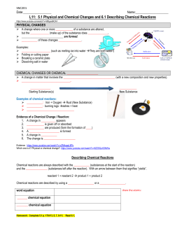 L11: 5.1 Physical and Chemical Changes and 6.1 Describing