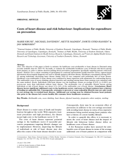 Costs of heart disease and risk behaviour: Implications