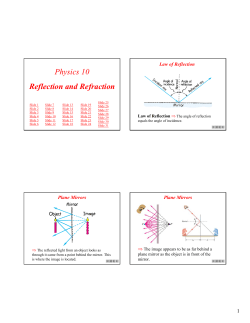 Physics 10 Reflection and Refraction