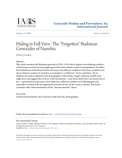 Hiding in Full View: The &ldquo;Forgotten&rdquo; Bushman Genocides of Namibia