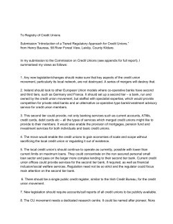 Introduction of a Tiered Regulatory Approach for Credit Unions.