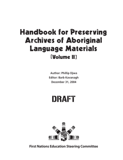 Handbook for Preserving Archives of Aboriginal Language Materials