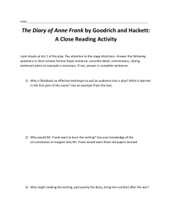 The Diary of Anne Frank by Goodrich and Hackett: A Close Reading