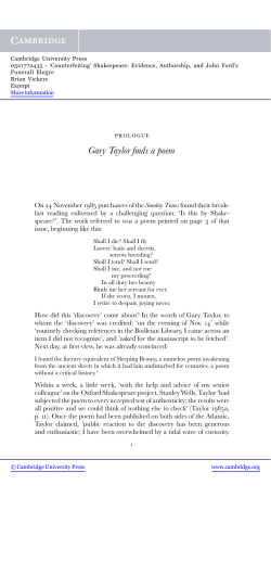 Gary Taylor finds a poem - Assets