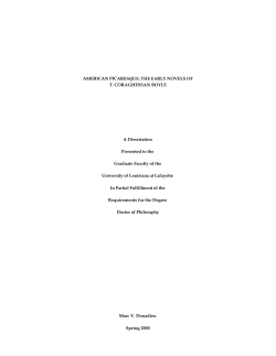 AMERICAN PICARESQUE: THE EARLY NOVELS OF T