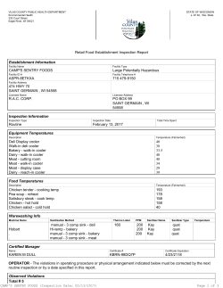 Camp`s Sentury Foods - Vilas County Public Health