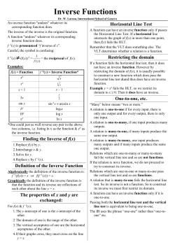 Inverse Functions - mathstutorgeneva.ch