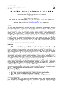 African History and the Transformation of Modern Society