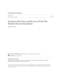 Freedom of the Press and the Law of Libel The Modern Revised