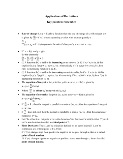 Application Of Derivatives