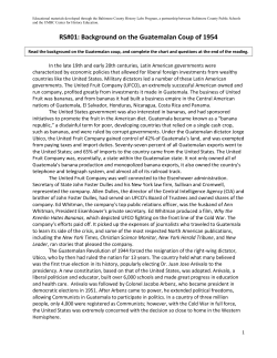 RS#01: Background on the Guatemalan Coup of 1954