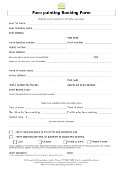 Face painting Booking Form