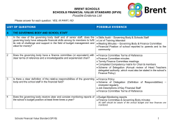 SFVS Brent Possible Evidence list 2015-16