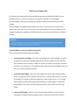 Personal budgets policy 2016 (Draft)