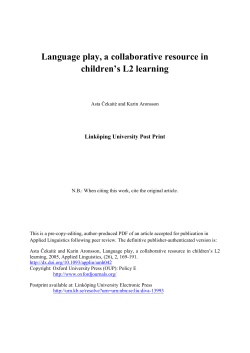 Language play, a collaborative resource in children`s L2