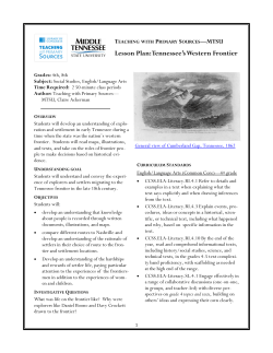 Lesson Plan: Tennessee`s Western Frontier