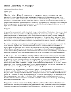 Martin Luther King Jr. Biography