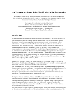 Air Temperature Sensor Siting Classification in Nordic Countries