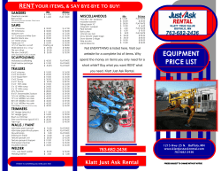 EQUIPMENT PRICE LIST - Klatt True Value Rental