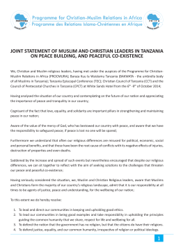 JOINT STATEMENT OF MUSLIM AND CHRISTIAN LEADERS IN