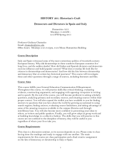 HISTORY 201: Historian`s Craft Democrats and Dictators in Spain