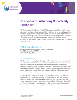 The Center for Advancing Opportunity Fact Sheet
