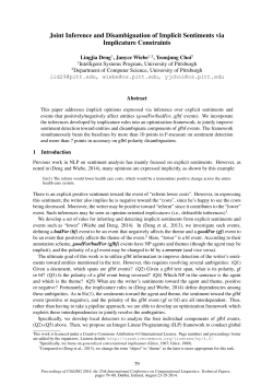 Joint Inference and Disambiguation of Implicit Sentiments via