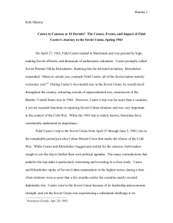 Sharma 1 Kirk Sharma Castro to Canossa or El Dorado? The