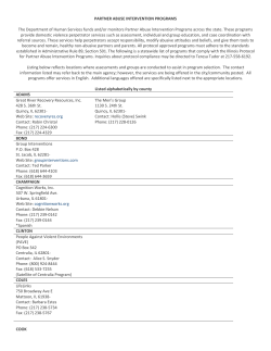 PARTNER ABUSE INTERVENTION PROGRAMS The Department of
