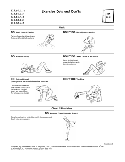 Exercise Do`s and Don`ts (continued)