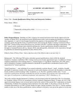Faculty Qualification Hiring Policy and Interpretive Guidance