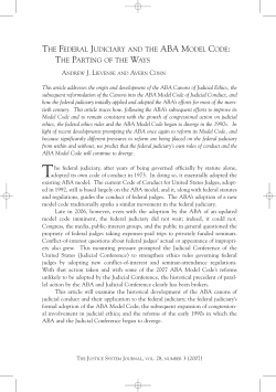 THE FEDERAL JUDICIARY AND THE ABA MODEL CODE: THE
