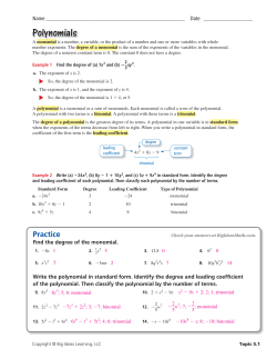 Polynomials - Big Ideas Math