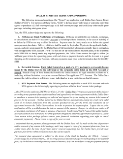 DALLAS STARS STH TERMS AND CONDITIONS The following